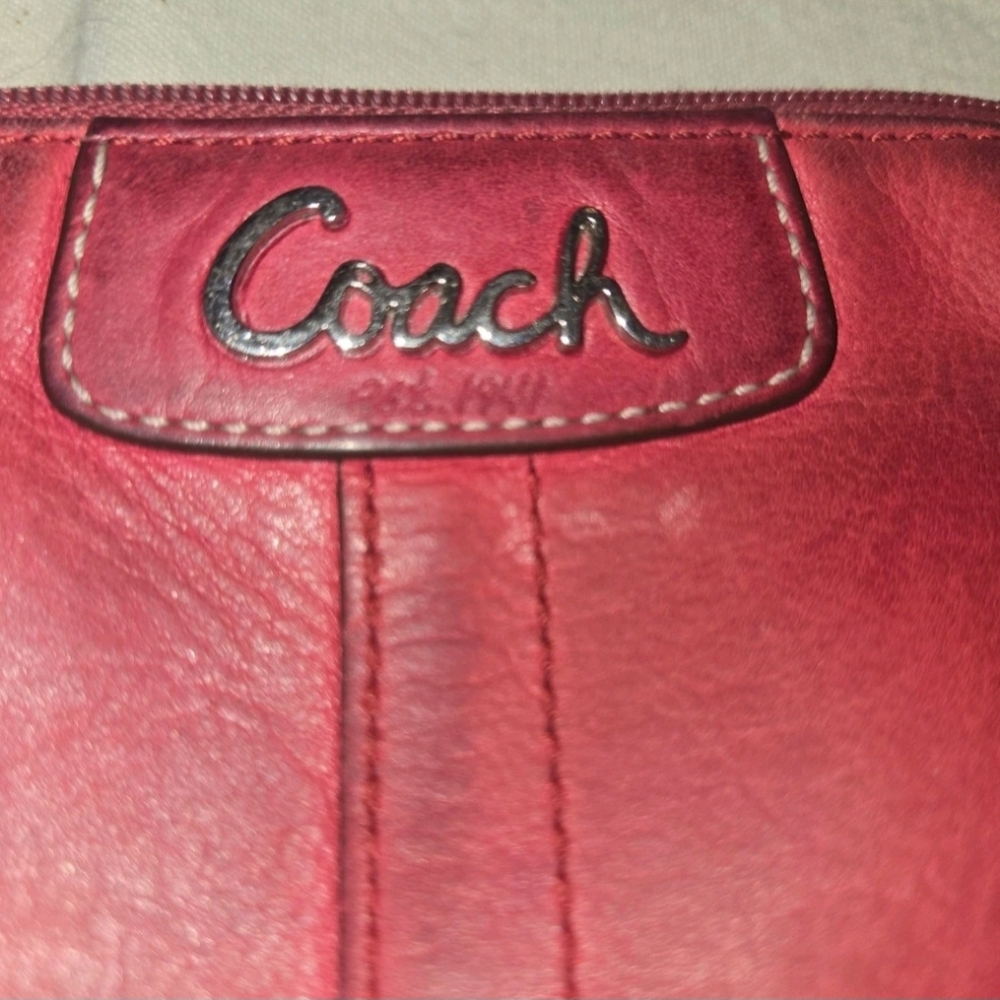 Coach Burgundy Leather Wristlet - Picture 7 of 11